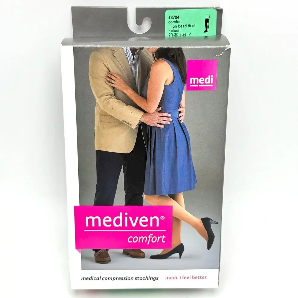 Mediven Compression Stockings 20-30mmHg IV Thigh High Closed Toe Beaded Natural